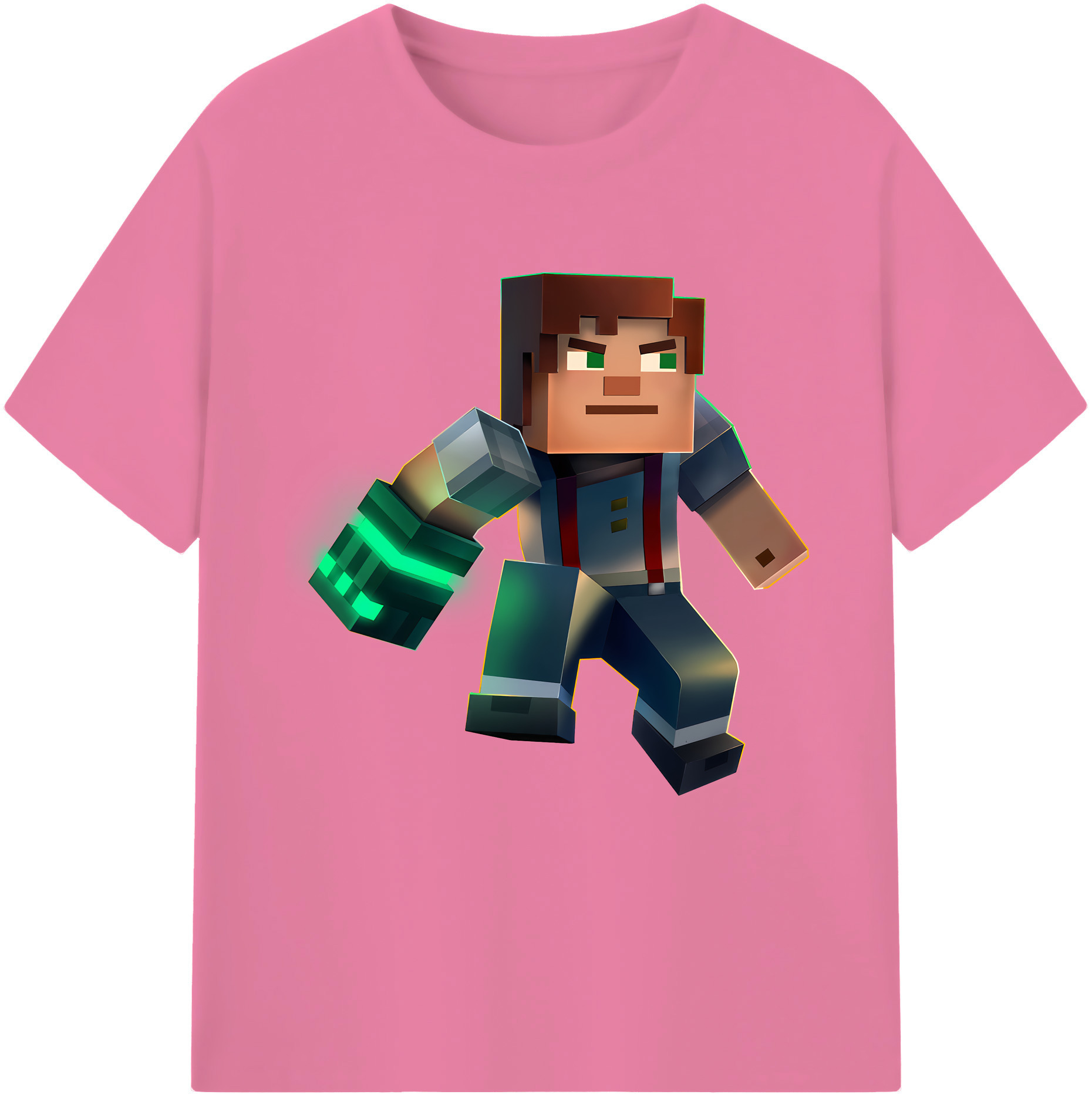 （画像用） マインクラフト ブロックの世界 Minecraft MC Block world 綿100％半袖Tシャツ（フロントプリント）
